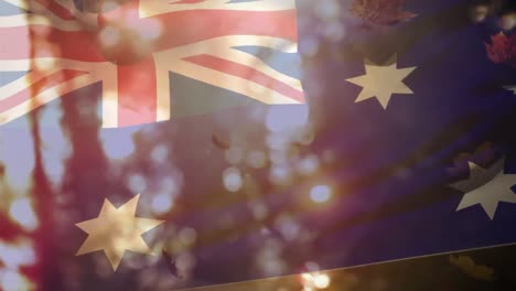 Animation-of-flag-of-australia-and-leaves-falling