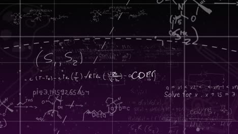 Animation-of-mathematical-formulas-and-colorful-icons-on-black-background