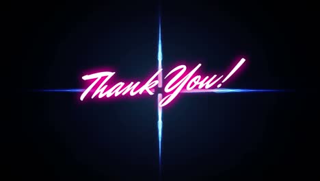 Digital-animation-of-neon-pink-thank-you-text-against-blue-digital-waves-on-black-background