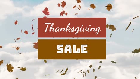 Animation-Von-Thanksgiving-Verkaufstexten-über-Fallenden-Blättern