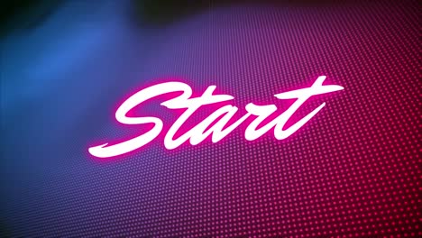 Digital-animation-of-neon-pink-start-text-against-dotted-textured-purple-gradient-background