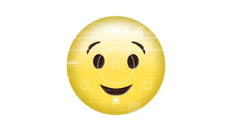Animation-of-smile-emoji-icon-over-digital-interface