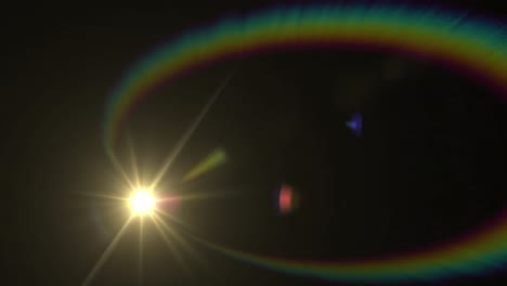 Digital-animation-of-birth-spot-of-light-and-lens-flare-against-black-background