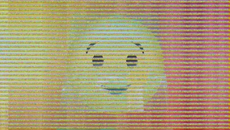 Animation-of-smile-emoji-icon-over-noises-onscreen