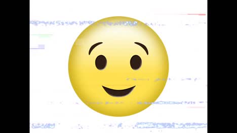 Digital-animation-of-tv-static-effect-over-winking-face-emoji-against-white-background