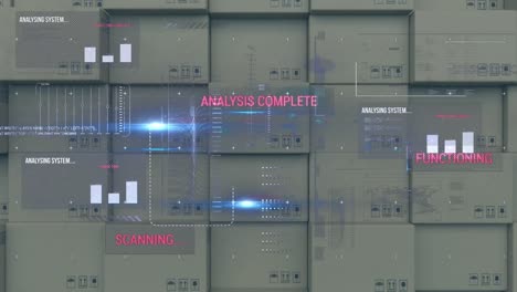 Digitale-Schnittstelle-Mit-Datenverarbeitung-Vor-Stapel-Von-Lieferkartons-Im-Hintergrund