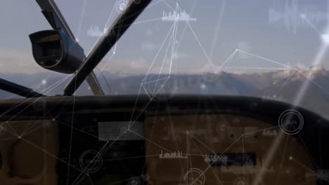 Animation-Des-Netzwerks-Von-Verbindungen-über-Dem-Flugzeug