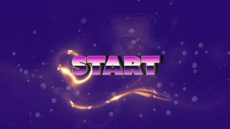 Animation-of-start-text-over-blue,-glowing,-liquid-background