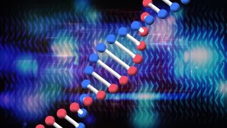 Animation-of-revolving-dna-strand-and-refracted-glowing-blue-lights