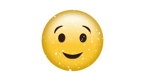 Animation-of-smile-emoji-icon-over-falling-confetti-on-white-background