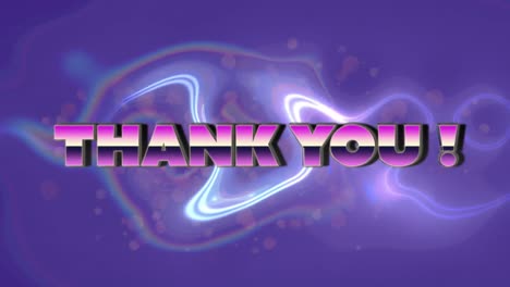 Animation-of-thank-you-text-over-blue,-glowing,-liquid-background