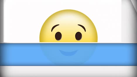 Digitale-Animation-Eines-Zwinkernden-Gesichts-Emojis-Vor-Weißem-Und-Blauem-Hintergrund