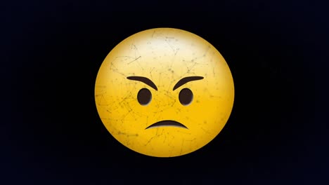 Digital-animation-of-network-of-connections-over-angry-face-emoji-against-black-background