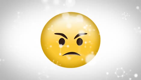 Animation-Eines-Wütenden-Emoji-Symbols-über-Fallenden-Verbindungen-Auf-Weißem-Hintergrund
