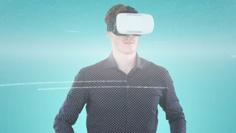 Animation-of-data-processing-over-businessman-using-vr-headset