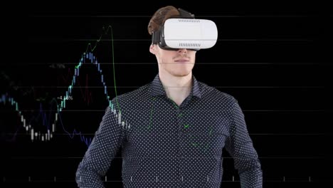 Animation-of-scope-scanning-and-data-processing-over-businessman-wearing-vr-headset
