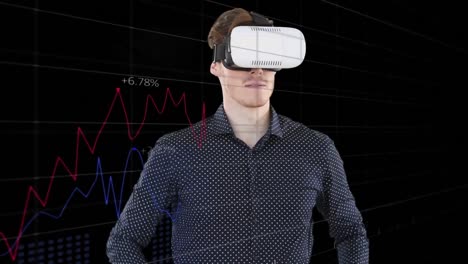 Animation-of-scope-scanning-and-data-processing-over-businessman-wearing-vr-headset