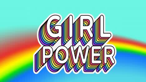 Animation-of-girl-power-text,-over-rainbow