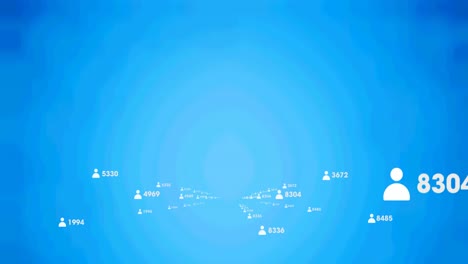 Animation-of-people-icons-with-numbers-on-blue-background