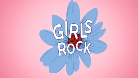 Composition-of-text-girls-rock,-over-blue-flower