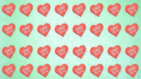 Animation-of-multiple-girl-rock-text-on-red-heart-,-on-blue-background