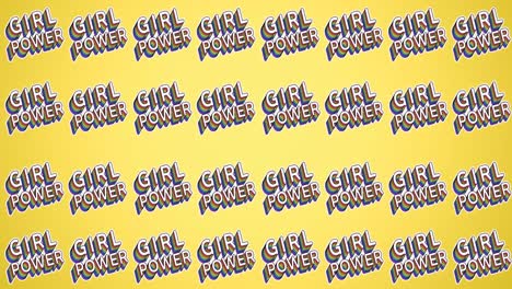 Animation-of-multiple-girl-power-text,-on-yellow-background