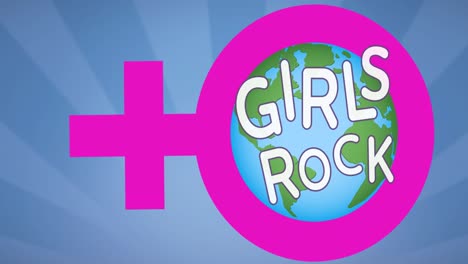 Composición-Del-Texto-Girls-Rock,-Sobre-El-Globo-En-Símbolo-Femenino.