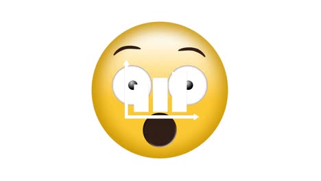Digital-animation-of-bar-graph-icon-against-surprised-face-emoji-on-white-background