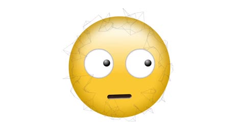 Abstract-geometric-shapes-floating-against-confused-face-emoji-on-white-background