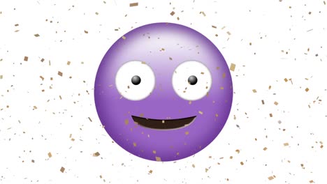 Animation-of-confetti-over-smiling-emoji-icon-on-white-background