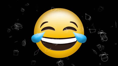 Animation-Eines-Lächelnden-Emoji-Symbols-Auf-Schwarzem-Hintergrund