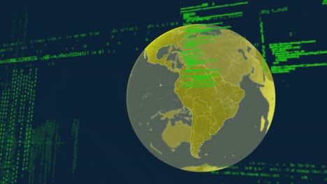 Digitale-Animation-Von-Mikroprozessorverbindungen-über-Den-Globus-Und-Datenverarbeitung-Auf-Blauem-Hintergrund