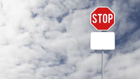 Stop-signboard-post-with-copy-space-against-clouds-in-the-blue-sky