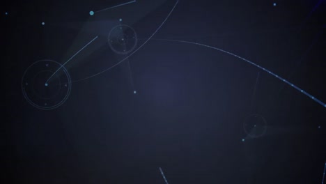 Digitale-Animation-Von-Plexusnetzwerken-Und-Lichtflecken-Vor-Schwarzem-Hintergrund