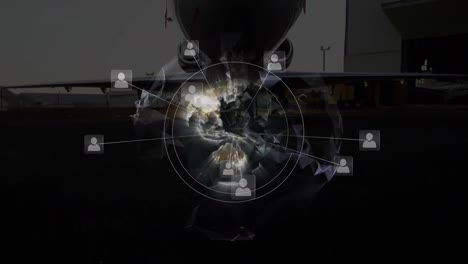 Animation-Des-Netzwerks-Von-Verbindungen-über-Den-Globus-Und-Das-Flugzeug