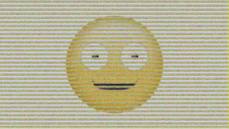 Digitale-Animation-Des-Statischen-TV-Effekts-über-Albernem-Gesichts-Emoji-Auf-Grauem-Hintergrund