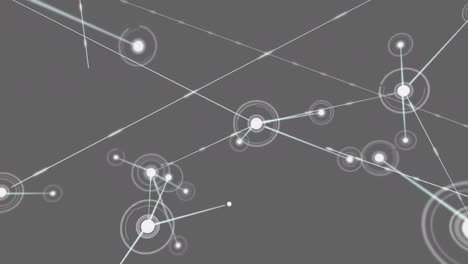 Digital-animation-of-network-of-connections-floating-against-grey-background
