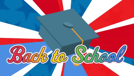 Animation-of-back-to-school-text-over-school-items-icons-on-blue-red-and-white-background