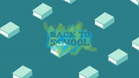 Animation-Von-Back-to-School-Texten-über-Schulartikel-Symbolen-Auf-Grünem-Hintergrund