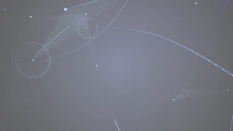 Digitale-Animation-Eines-Schwebenden-Netzwerks-Aus-Verbindungen-Und-Lichtflecken-Vor-Grauem-Hintergrund