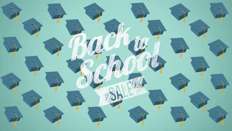 Animation-Des-Texts-„Back-To-School-Sale“-über-Symbolen-Für-Schulartikel-Auf-Grünem-Hintergrund