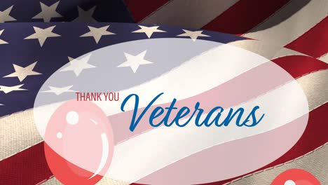 Composition-of-thank-you-veterans-text,-with-red-balloons-over-american-flag