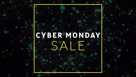 Digital-animation-of-cyber-monday-text-banner-against-network-of-connections-on-black-background