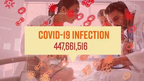 Animation-of-covid-19-cells-and-data-over-patient-and-doctors-in-hospital