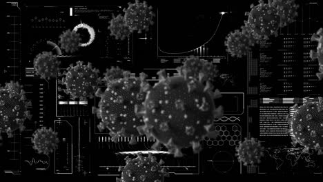 Animation-Von-Covid-19-Zellen-über-Dem-Bildschirm-Mit-Datenverarbeitung