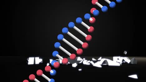 DNA-Struktur,-Die-Sich-über-Dem-Dollar-Währungssymbol-Dreht-Und-Vor-Grauem-Hintergrund-Fällt-Und-Bricht