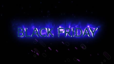 Animation-of-purple-flaming-text-black-friday,-with-purple-fireworks-on-black-background
