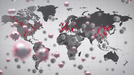 Animation-Von-Covid-19-Zellen-über-Der-Weltkarte
