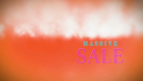 Digitale-Animation-Von-Neon-Massenverkaufstext-über-Raucheffekt-Vor-Orangefarbenem-Hintergrund