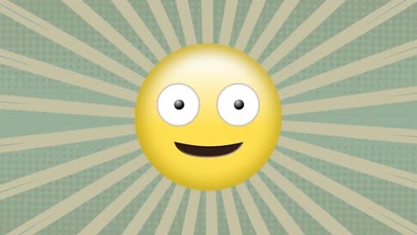 Animation-of-happy-emoji-over-striped-background